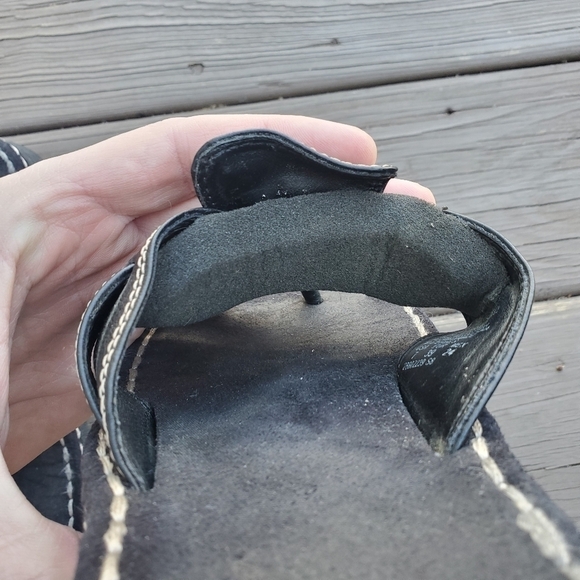 Vintage 90s y2k Bratz Black Faux Vegan Leather Chunky Platform Jammers Sandals 7 - Picture 7 of 11